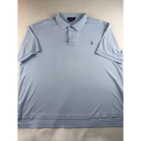 Polo Ralph Lauren Pima Soft Touch Baby Blue Short Sleeve Polo Shirt Men's‎ 2XB - Picture 1 of 10
